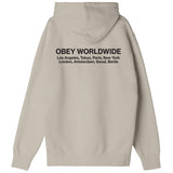 Obey Worldwide Cities Premium Felpa Cappuccio Silver Grey