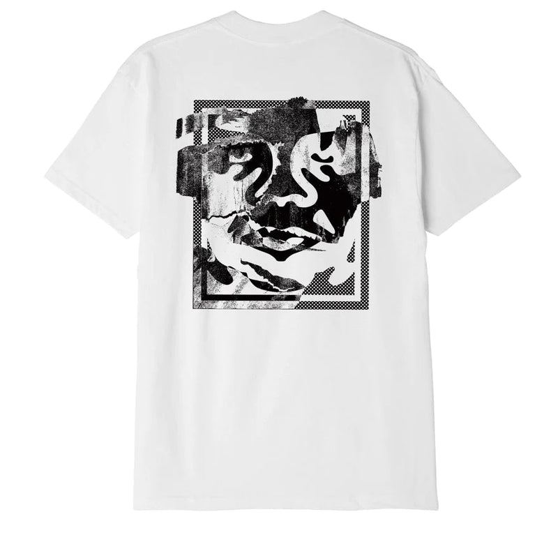 Obey Torn Icon Face Maglietta Manica Corta White