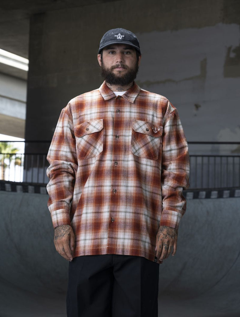 Dickies Ronnie Sandoval Plaid Camicia Manica Lunga Burnt Ombre Plaid