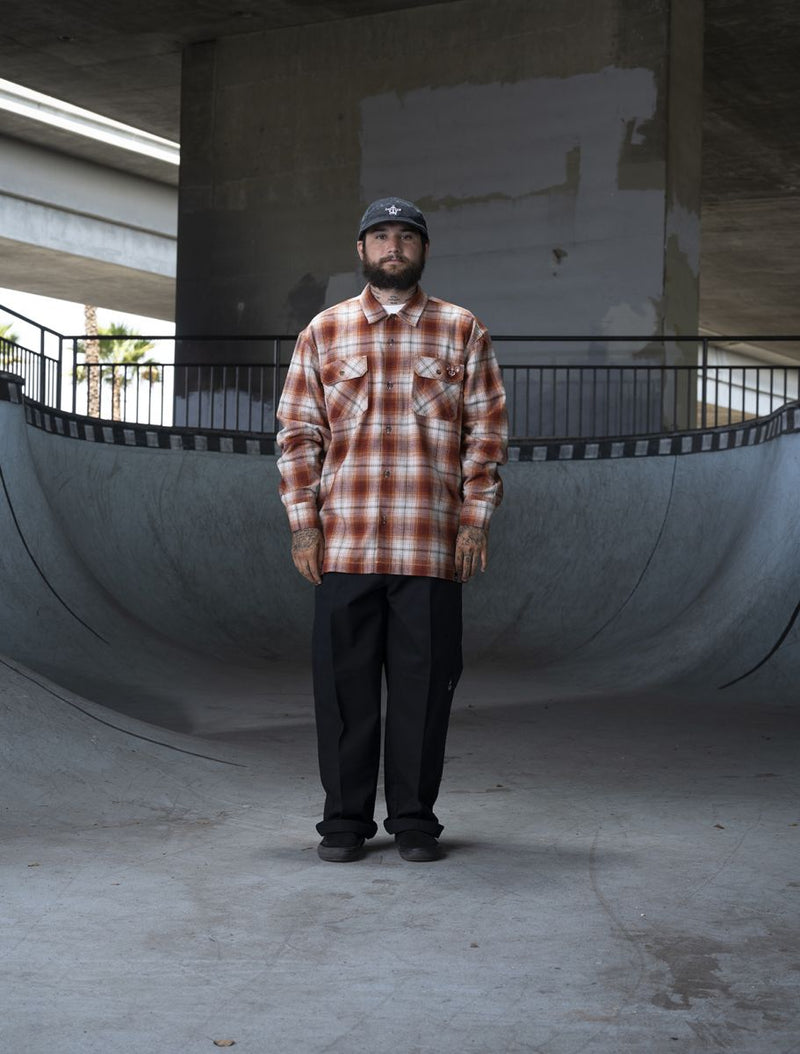 Dickies Ronnie Sandoval Plaid Camicia Manica Lunga Burnt Ombre Plaid