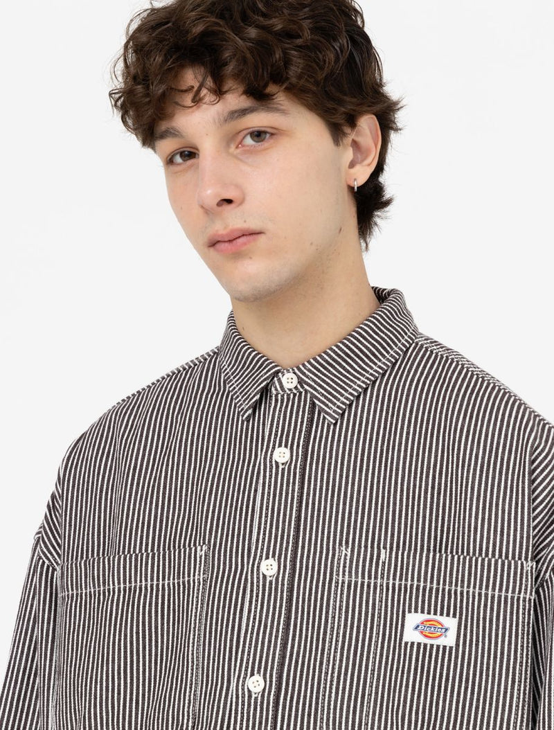 Dickies Hickory Camicia Manica Lunga Dark Brown