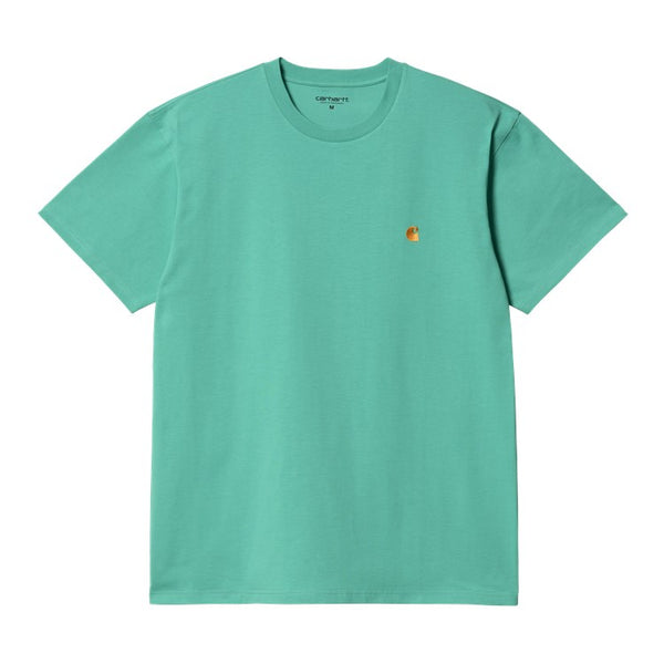 Carhartt Chase Maglietta Manica Corta Aqua Green/Gold