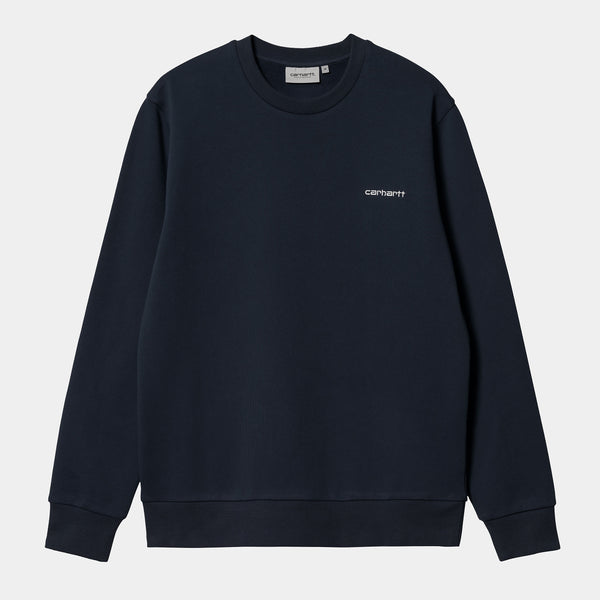 Carhartt Script Embroidery Felpa Girocollo Atom Blue/White