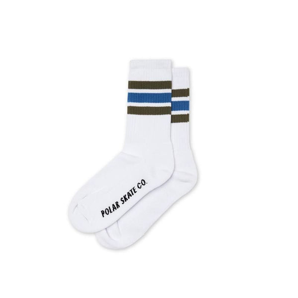 Polar Skate Co. Stripe Calzini White/Army/Blue