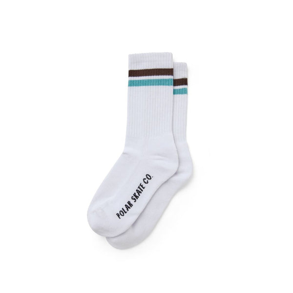 Polar Skate Co. Stripe Calzini White/Brown/Mint